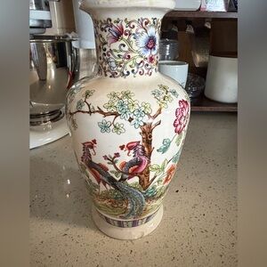 Decorative Porcelain Vase with Hand-Painted Phoenix Motif